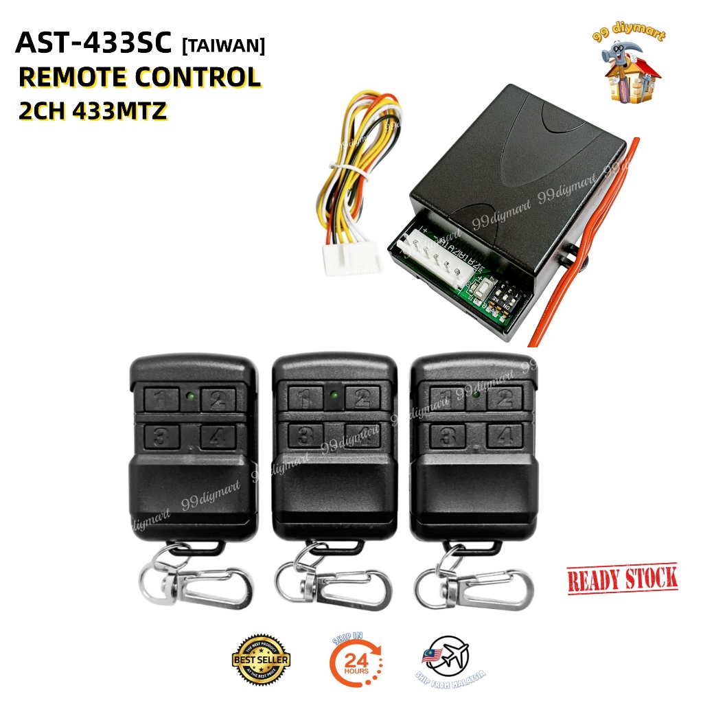 Autogate AST-433SC Taiwan Kawalan Jauh 433mtz ( Remote / Receiver ...