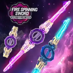 LED Rotating Sword Toy Fire Spinning Sword Double Blade Telescopic War ...