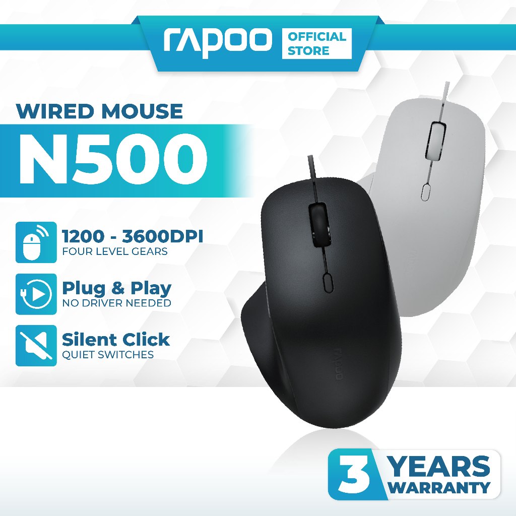 Rapoo Wired Optical Mouse N500 | Shopee Malaysia