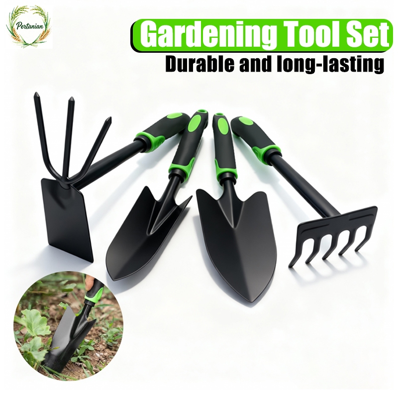 Set Alat Taman 4 Dalam 1 / Shovel, Spade, Rake & Pickaxe | Getah Selesa ...