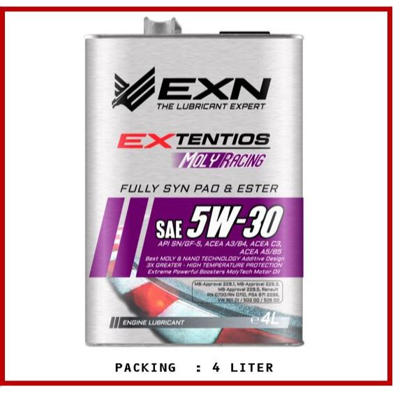 EXN EXTENTIOS MOLYRACING SAE 5W-30 FULLY SYNT PAO & ESTER ACEA A3/B4 ...