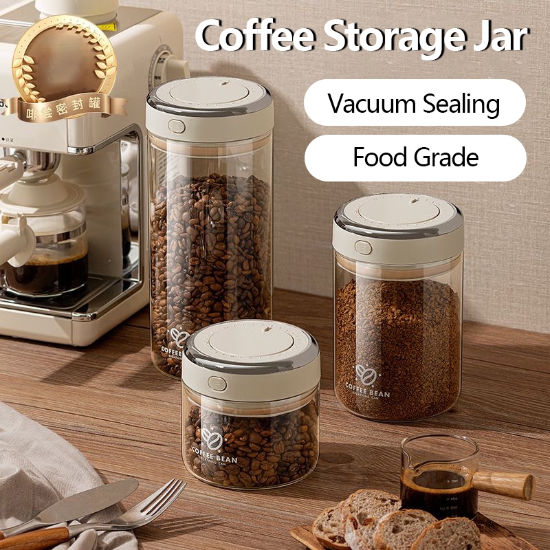 Coffee Bean Container Vacuum Airtight Container Storage Canister Jar ...
