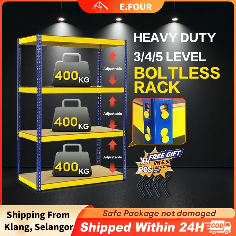 Metal Rack Storage Shelf Rack Adjustable Store Warehouse Rack Rak Besi ...
