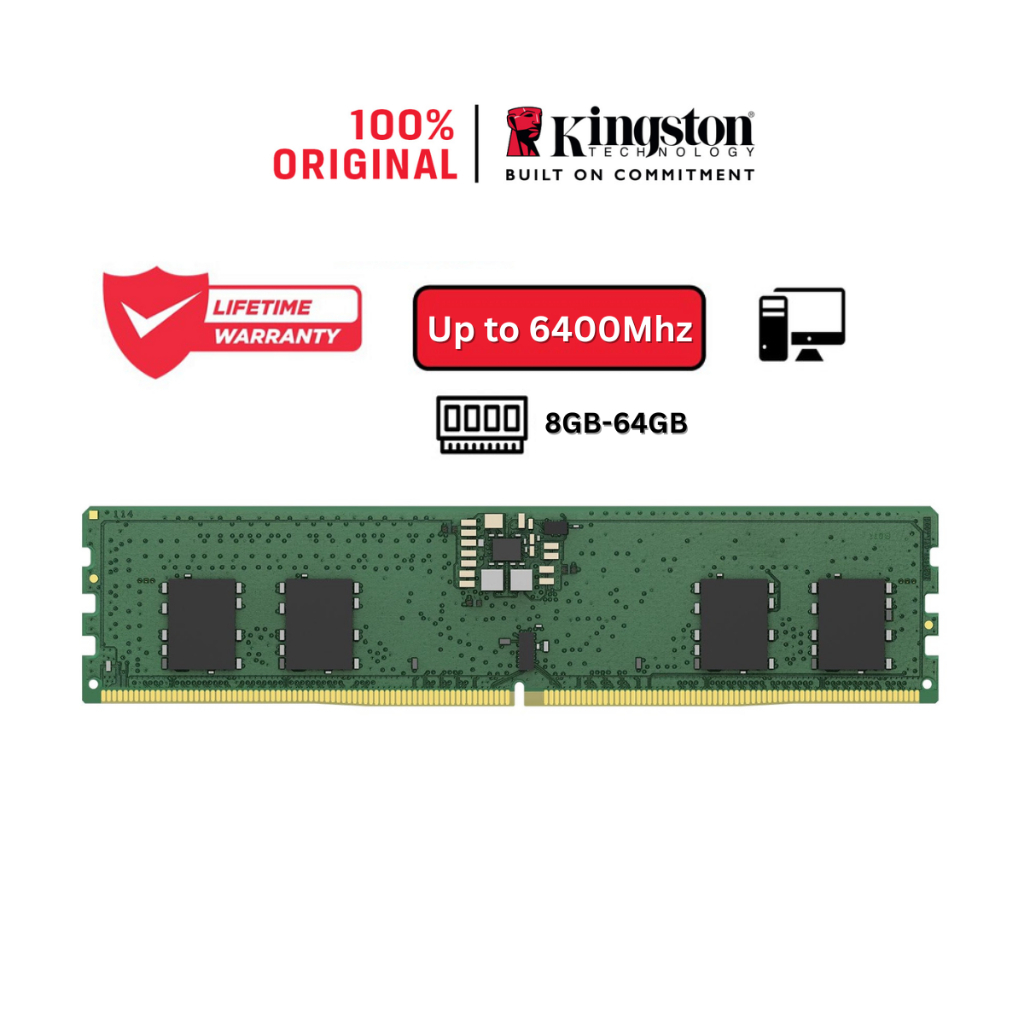 Kingston Value Ram DDR5 Memory 6400Mhz Non-ECC CL52 2Rx8 PC Desktop ...
