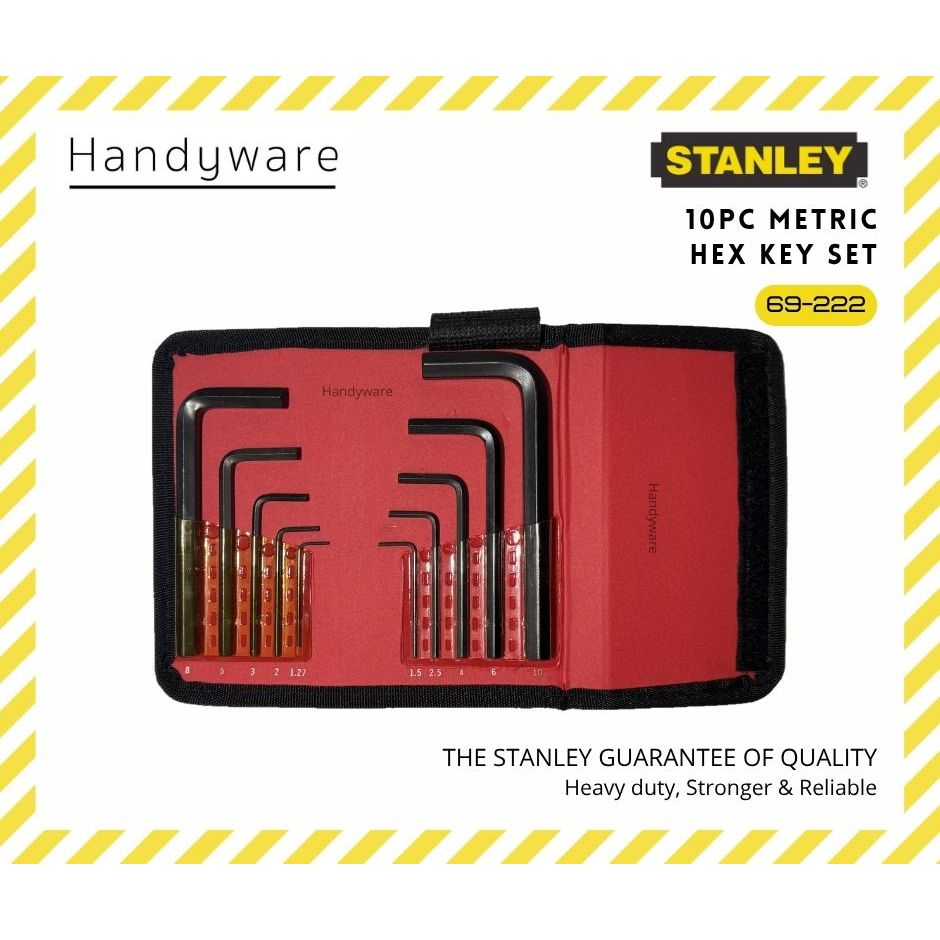 STANLEY 69-222 10PC Metric Hex Key Set/L-Shape Allen Wrench/Foldable ...