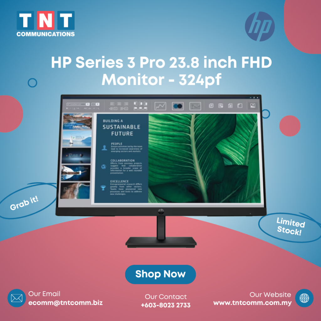 HP Series 3 Pro 23.8-inch FHD Monitor 324pf – Wide Viewing, 100Hz ...