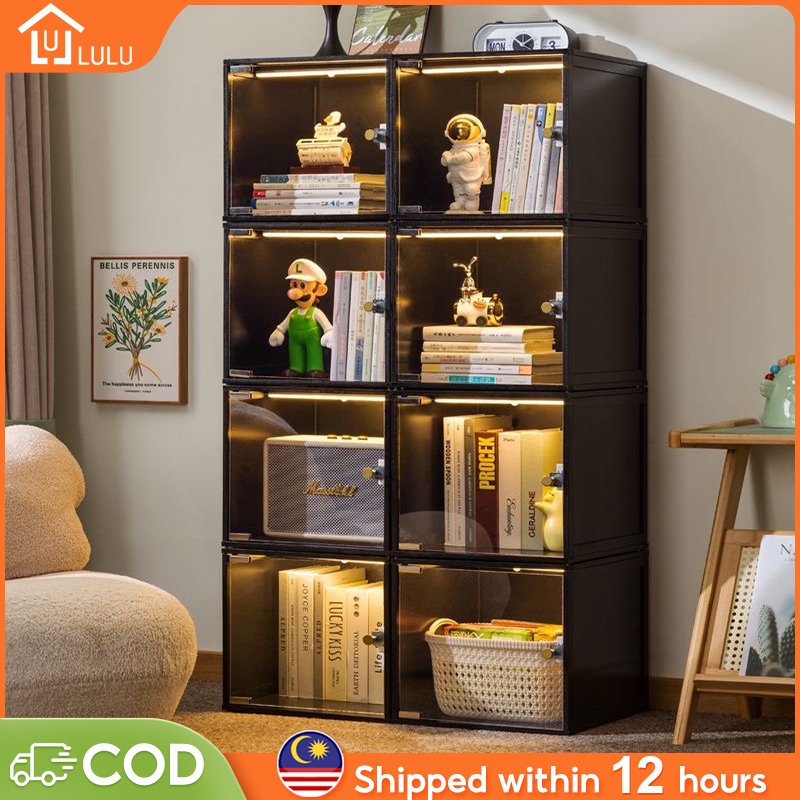 LULU Display Cabinet Almari Kaca Stackable Transparent Lego Storage ...