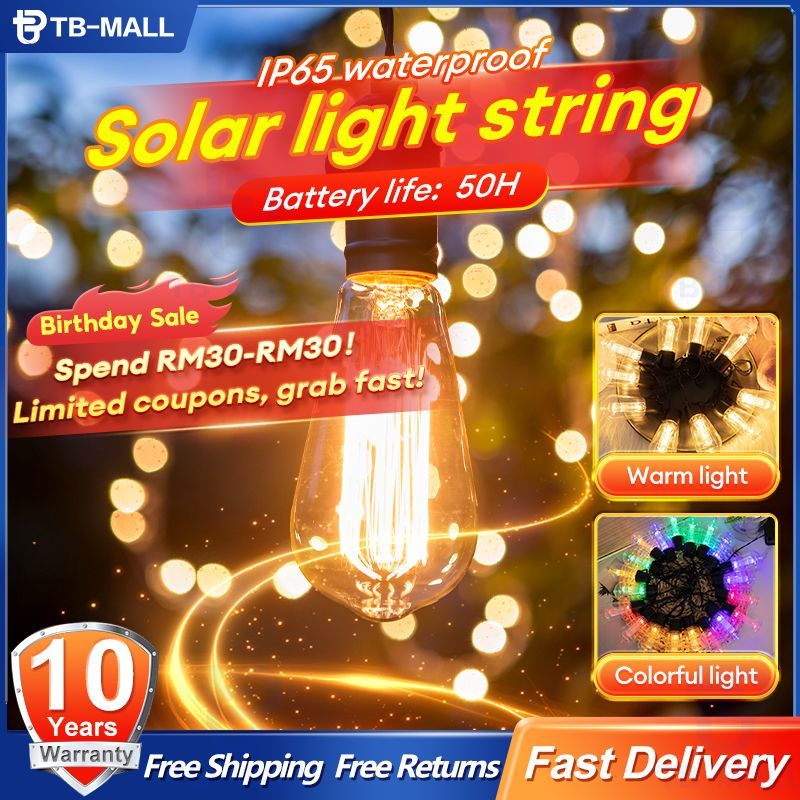 Dingdian LED Outdoor LED String Light 15M/48FT Patio Fairy Light String ...