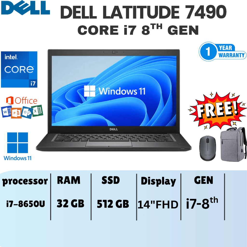 Dell Latitude 7490 Intel Core i7 8th Gen Laptop 14