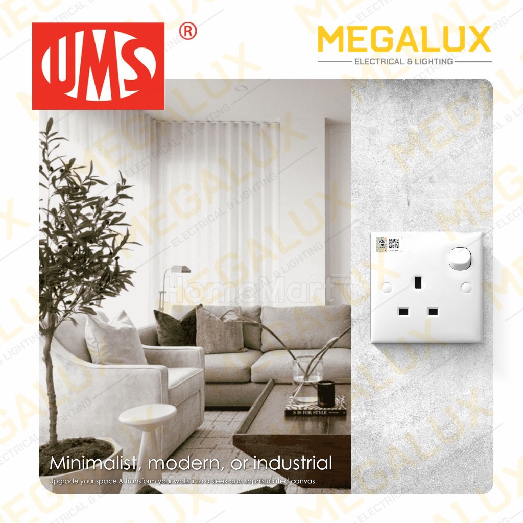 【SIRIM】UMS 2913 13A 250V 1Gang/1G Wall Plug Switch Socket Outlet SoCket ...