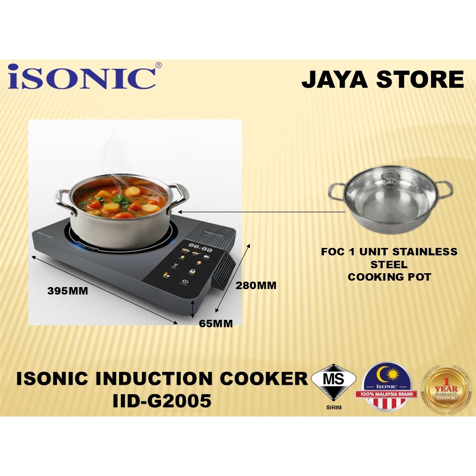 Isonic Induction Cooker IID-G2005 (Foc 1 Stainless Steel Cooking Pot ...