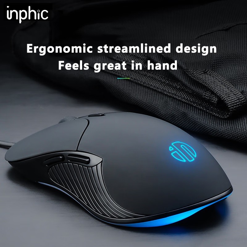 Inphic B1 B2 Wired Gaming Mouse 6 Buttons Macro 200-8800DPI Ergonomic ...
