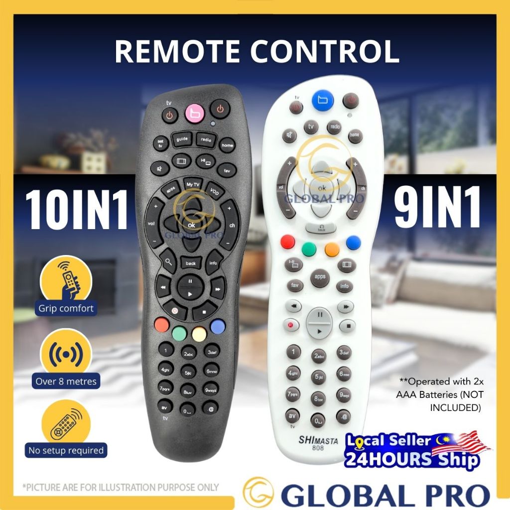10 IN 1 BLACK / 9 IN 1 WHITE Remote Control Remote Alat Kawalan Jauh TV ...