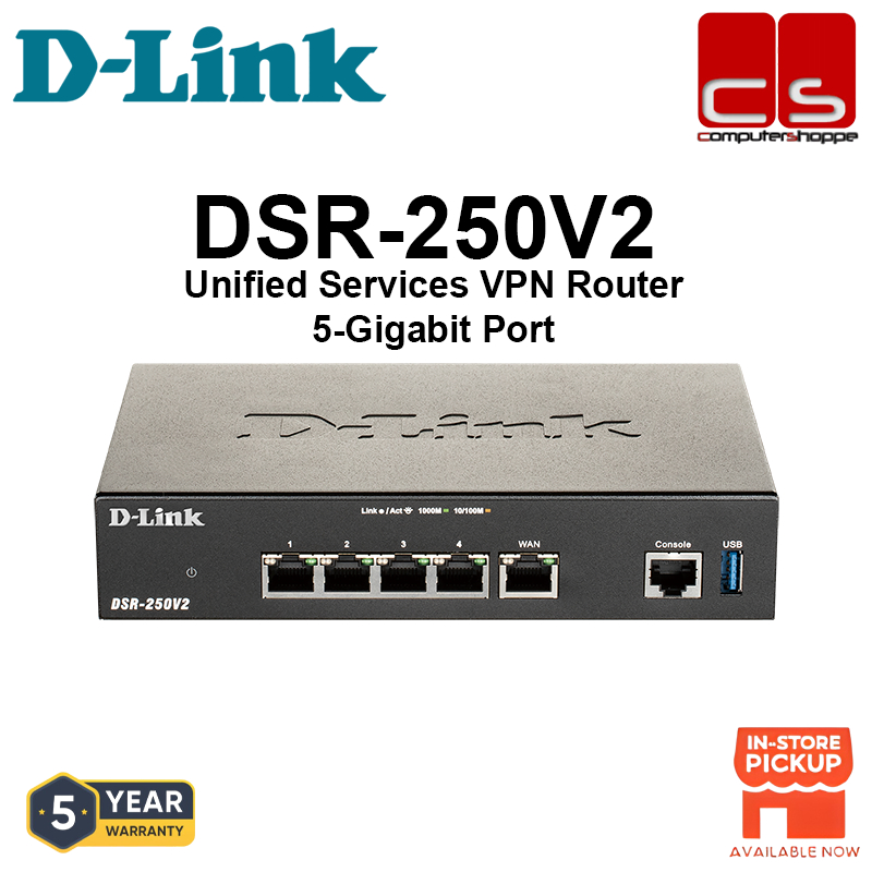 D-LINK DSR-250V2 (5-Gigabit Port Unified Services VPN Router) | Shopee ...
