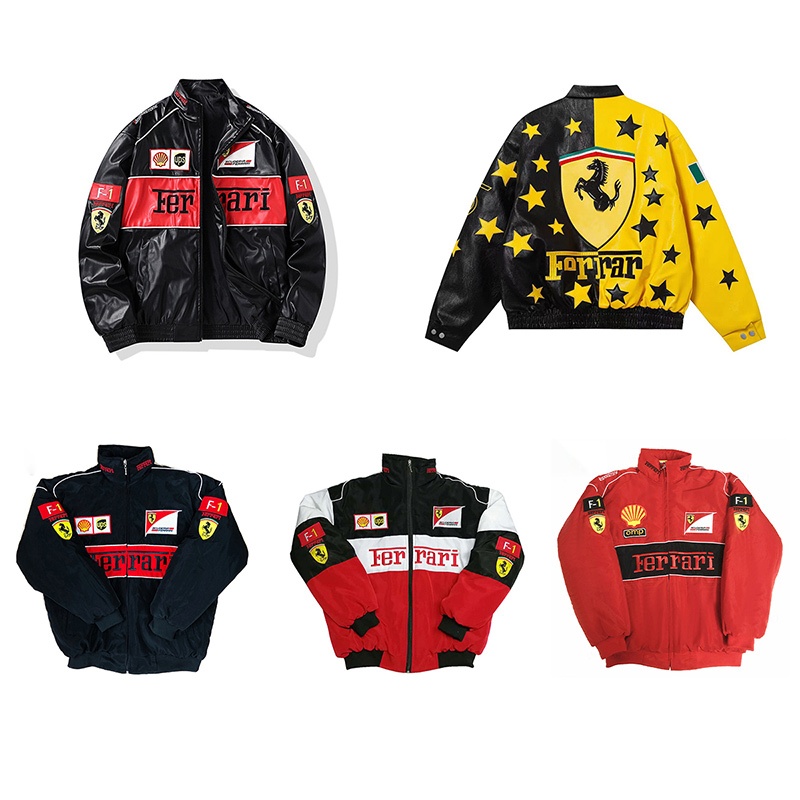 F1 Ferrari Racing Jacket Winter Long Sleeve Leather Windbraker Men ...