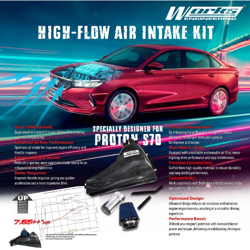 Works Proton S70 High-Flow Air Intake Kit | Shopee Malaysia