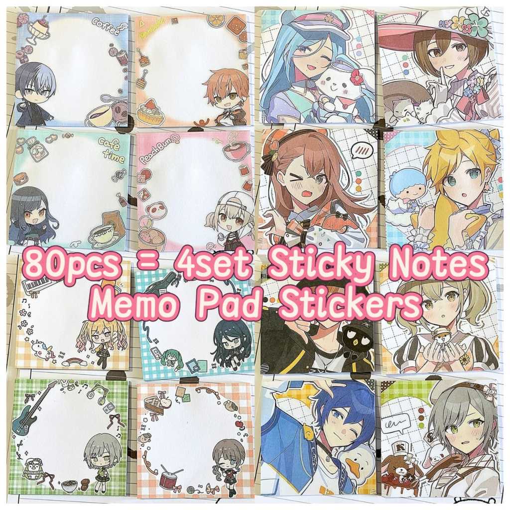 80pcs/4set Project Sekai : Colorful Stage Anime Memo Pad Stickers ...