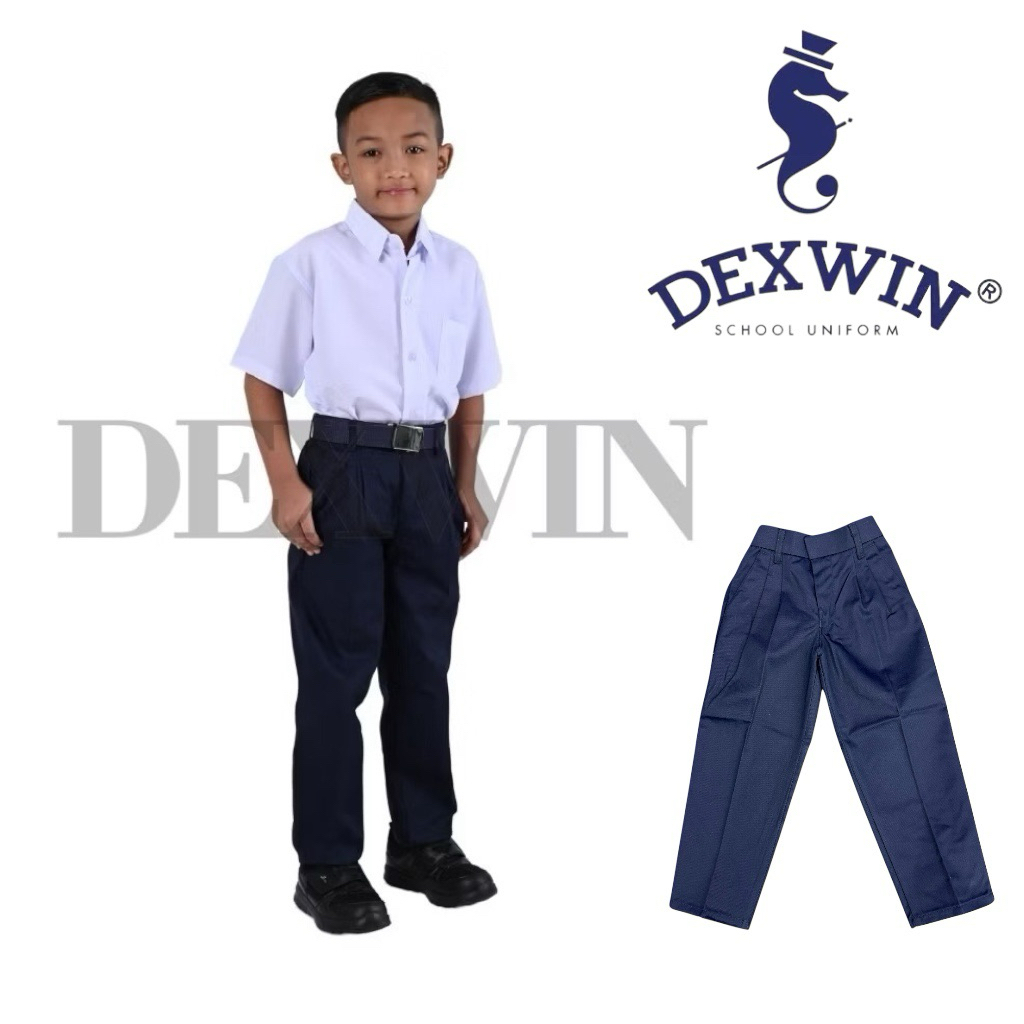 DEXWIN 13389 Seluar Panjang Biru Gelap Budak Sekolah Rendah Kain Cotton ...