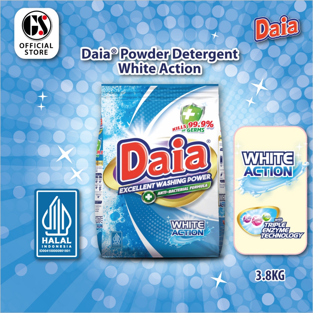 DAIA Powder Detergent With Anti-Bacterial White Action 3.8kg | Shopee ...