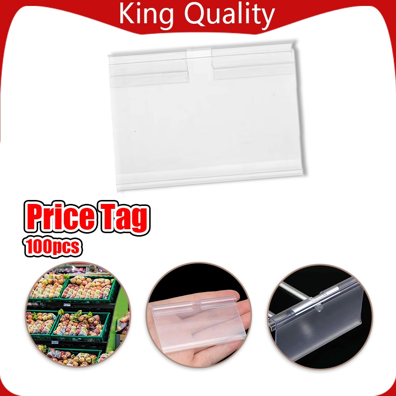 100pcs PVC Shelf Retail Price Tag Display Holder/Supermarket Label Tag ...