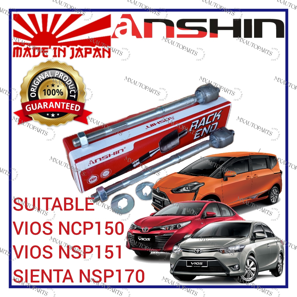 ORIGINAL ANSHIN JAPAN RACK END TOYOTA VIOS NCP150 NSP151 YARIS SIENTA ...