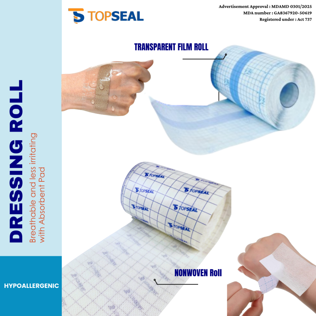 [𝐌𝐃𝐀 𝐀𝐏𝐏𝐑𝐎𝐕𝐄𝐃] TOPSEAL Fabric Roll, Non Woven Adhesive Wound Dressing ...