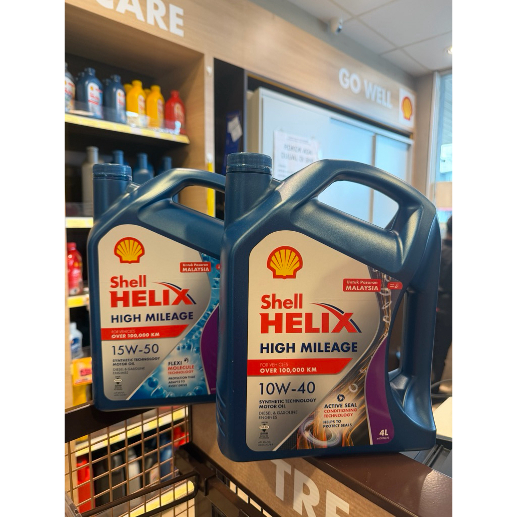 [ORIGINAL SIRIM ] SHELL HELIX HIGH MILEAGE 15W-50/10W-40 4L *ORIGINAL ...