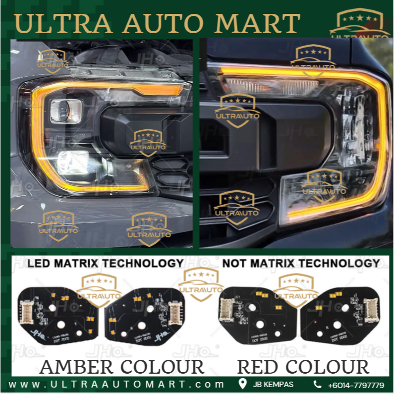 FORD RANGER RAPTOR T9 XL/XLT MATRIX RED AMBER HEAD LIGHT FUNCTION FRAME ...