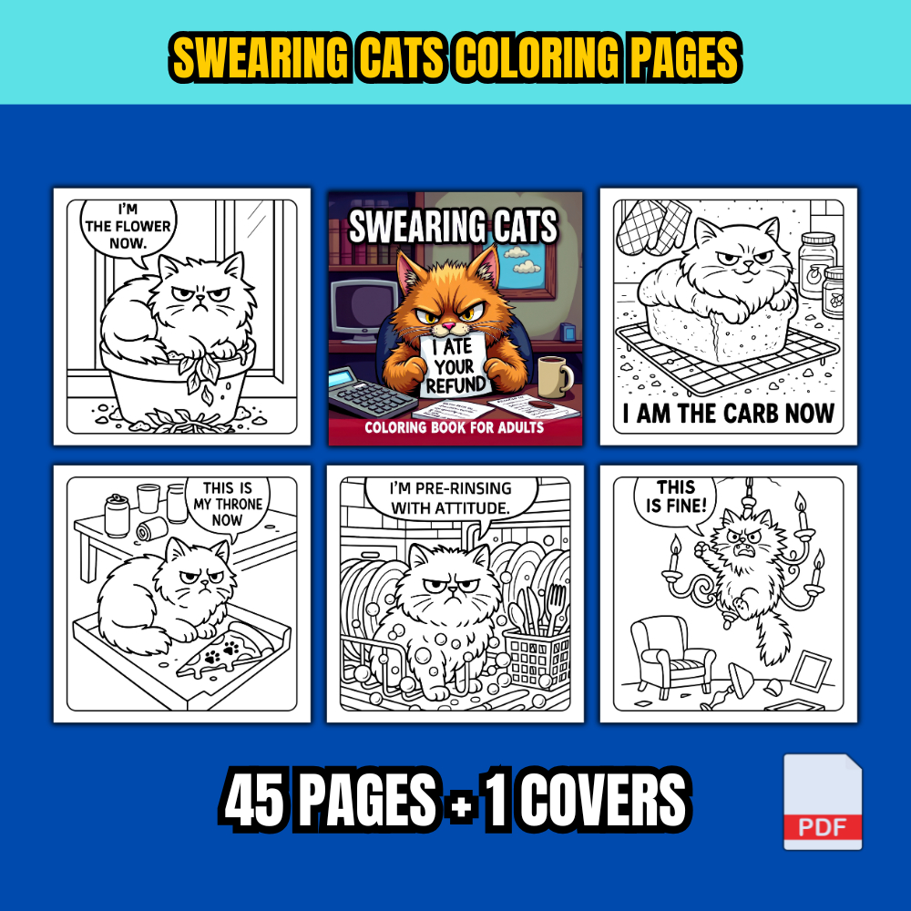 [PDF] 45 Swearing Cats Coloring Pages For Kids | Shopee Malaysia
