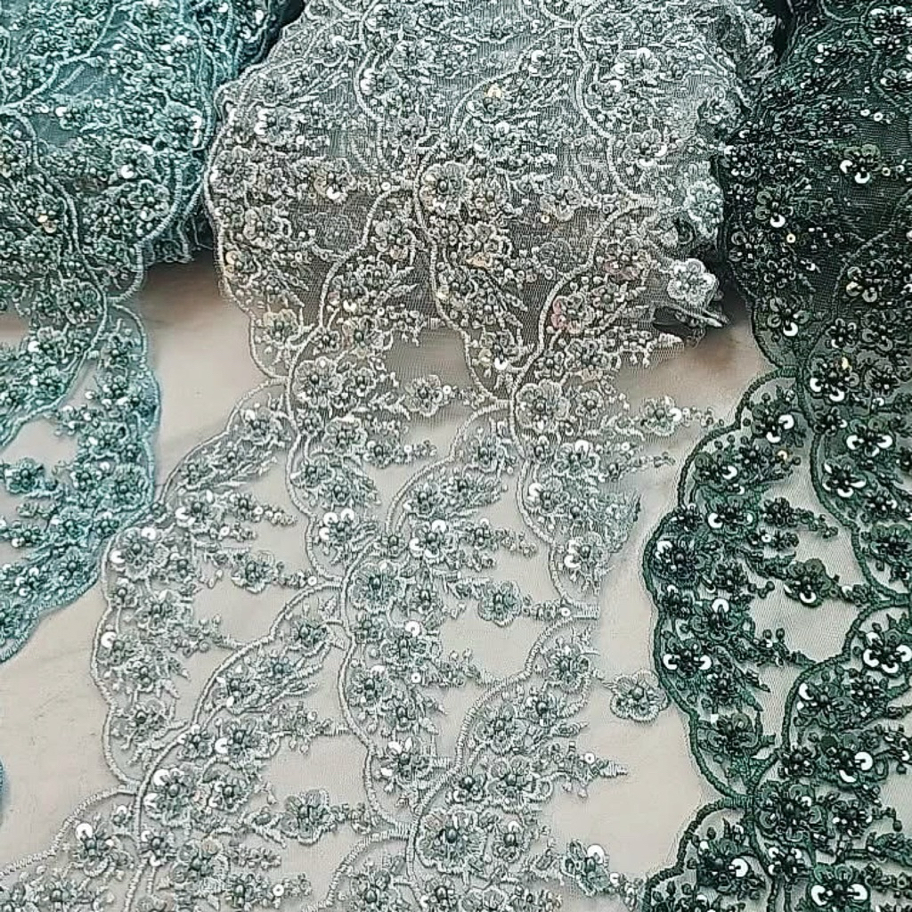 Lace sulam eksklusif bermanik dan labuci penuh (tinggi 18cm) | 0.5m ...