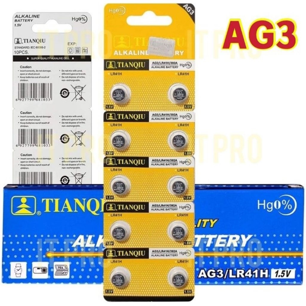 Tianqiu LR41 AG3 392 SR41 (10 PCS) Micro Alkaline Coin Button Cell ...
