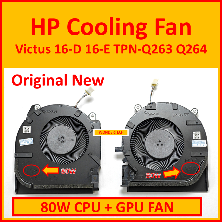 HP Victus 16-D 16-E CPU GPU Cooling Fan TPN-Q263 TPN-Q264 60W 80W ...