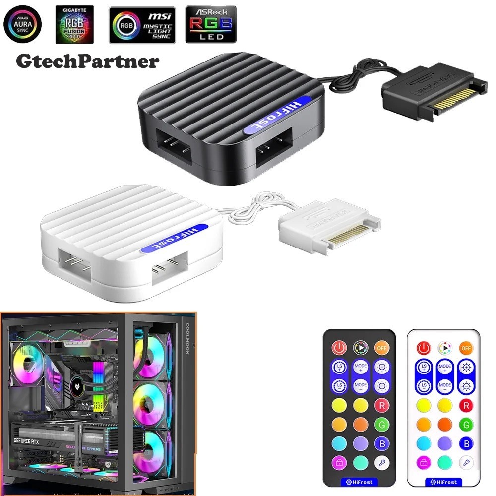 Coolmoon Hifrost HF-A3 Pro ARGB Controller FAN HUB Remote Control 5V ...