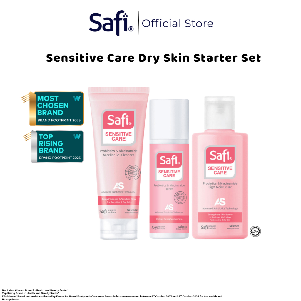 SAFI Sensitive Care Probiotics & Niacinamide Dry Skin Starter Set | Dry ...