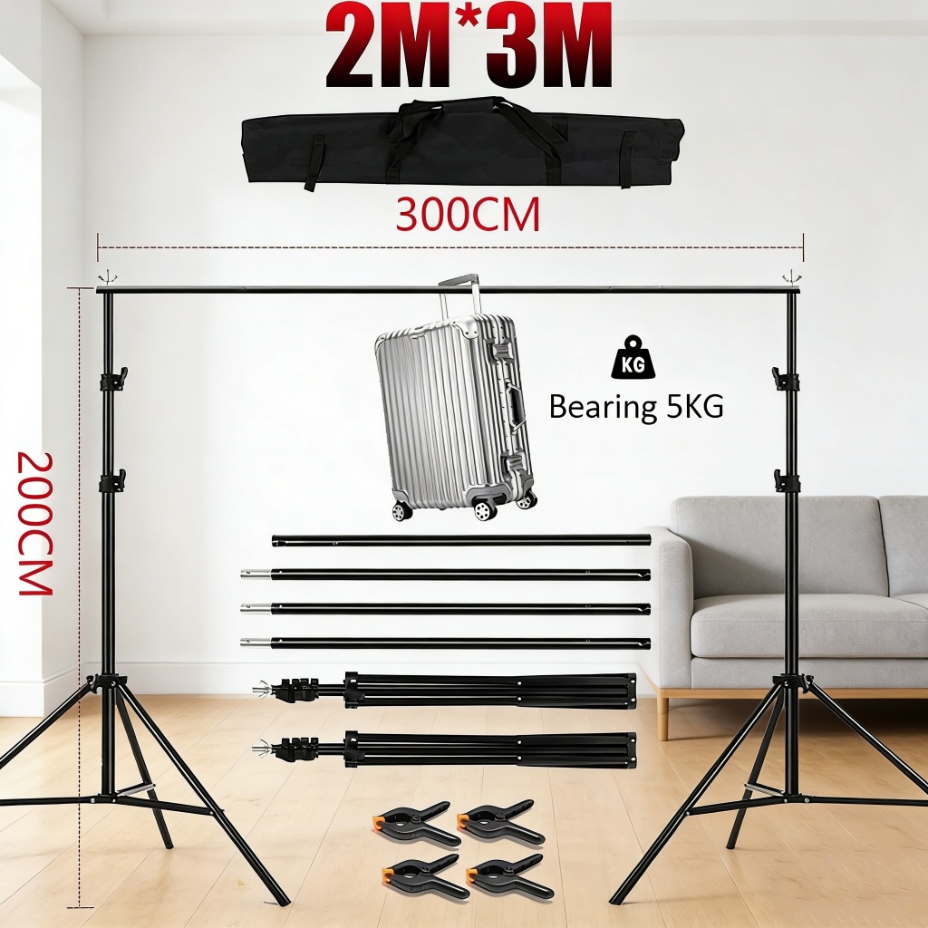 2M * 3M Photography Backdrop Stand Adjustable Photography Background ...