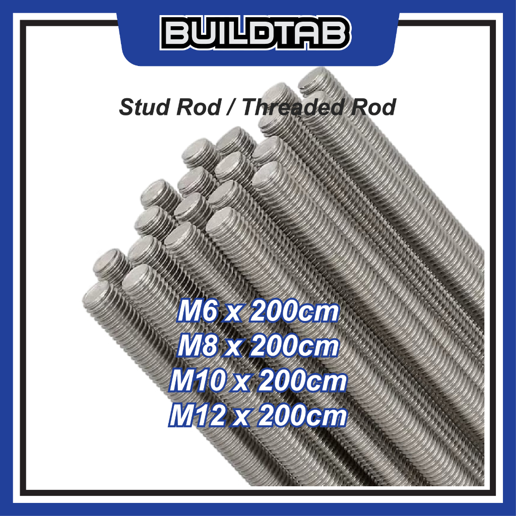 Screw Besi Panjang (1 pcs) Full Threaded Rod M6 M8 M10 M12 Screw Bar ...