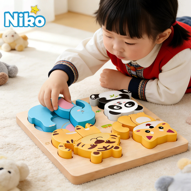 NIKO 4 in 1 Early Educational Toys Wooden Jigsaw Puzzle Toys Animal ...