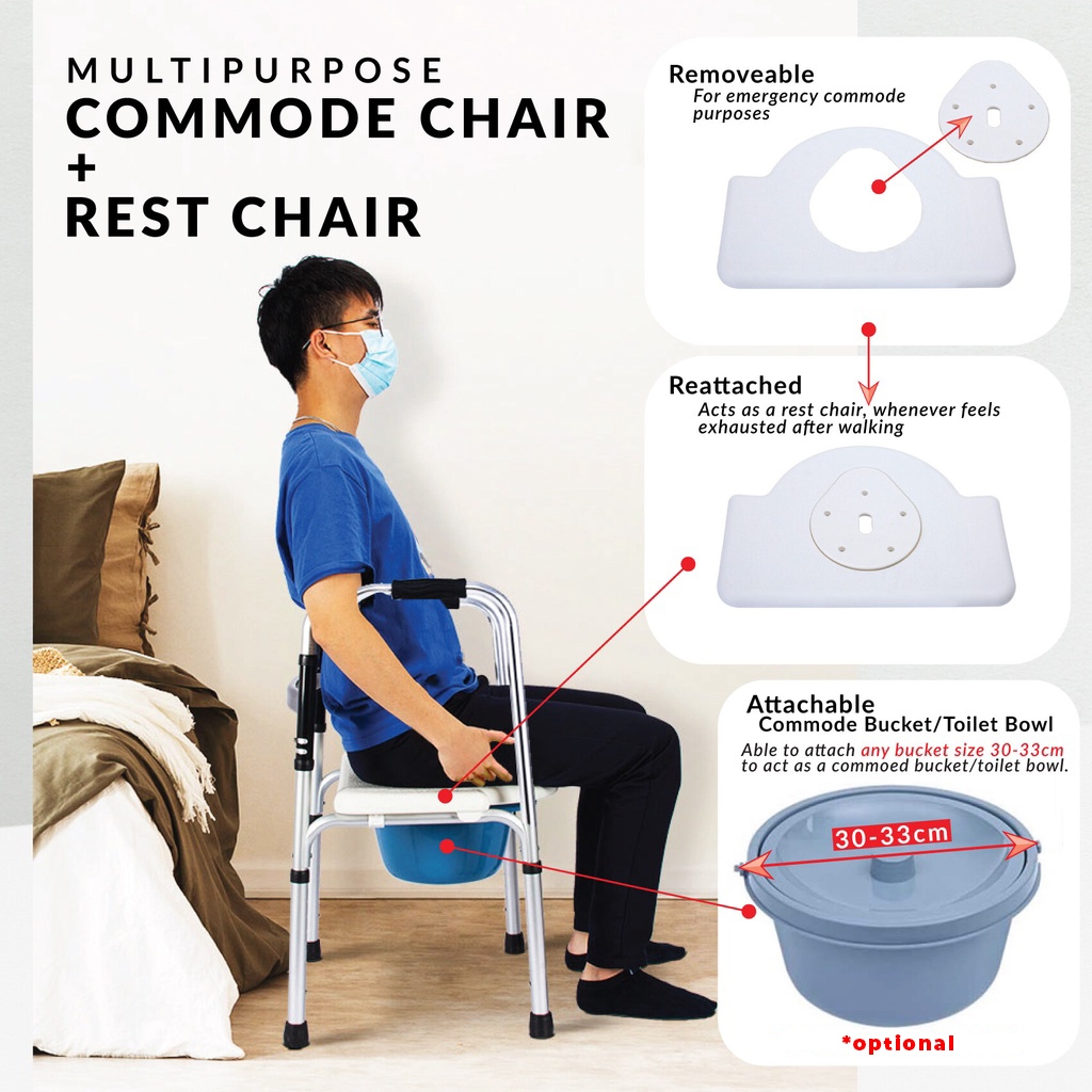 Multipurpose Walking Frame Commode Seat Shower Toilet Potty Chair ...