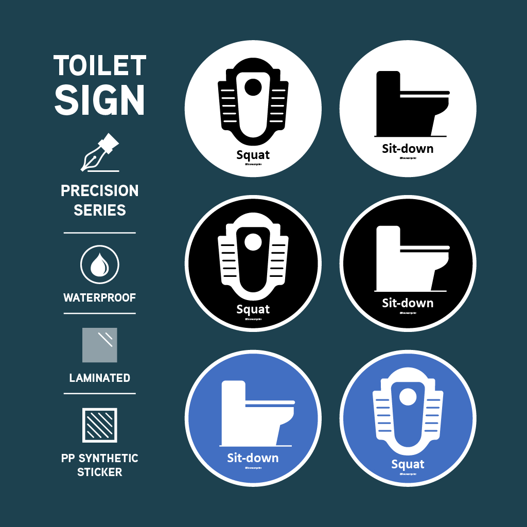 Toilet Sticker Sign. Sit Down Squat Label. Squatting Pan Toilet Bowl ...