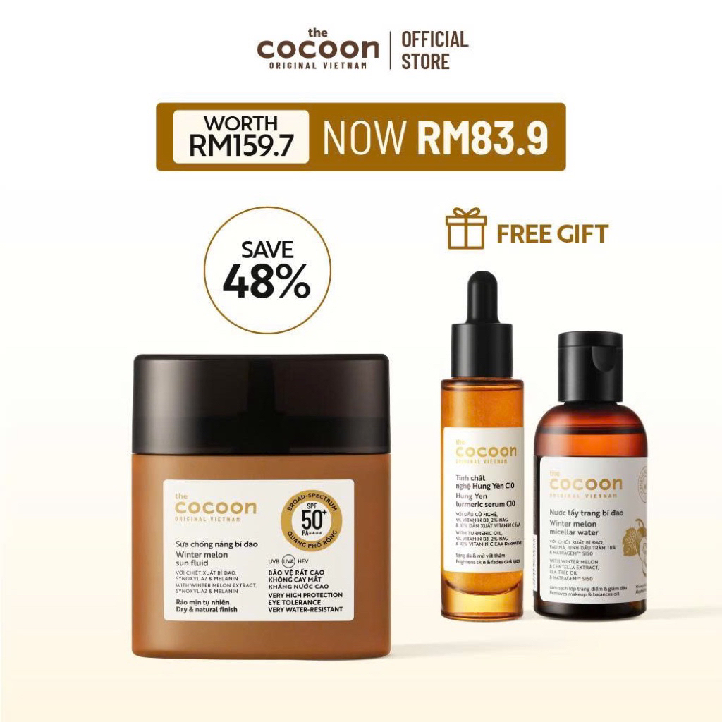 B1G1|12PM 31.12-5.1]COCOON Winter Melon Sun Fluid (50ml) protects the skin  from UVA, UVB, and high-energy visible light | Shopee Malaysia