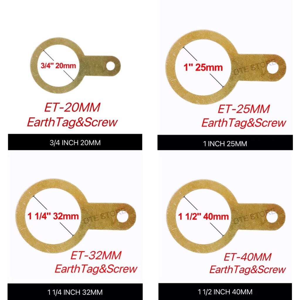 BRASS EARTH TAG C/P SCREW (Copper) - (ET-20/ET-25/ET-32/ET-40) (10Pcs ...