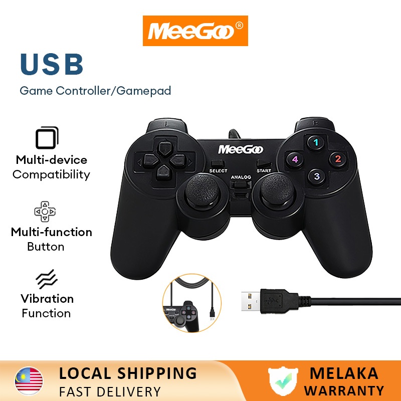 MeeGoo Wired Controller USB Joystick Gamepad Controller Vibrate Plug ...