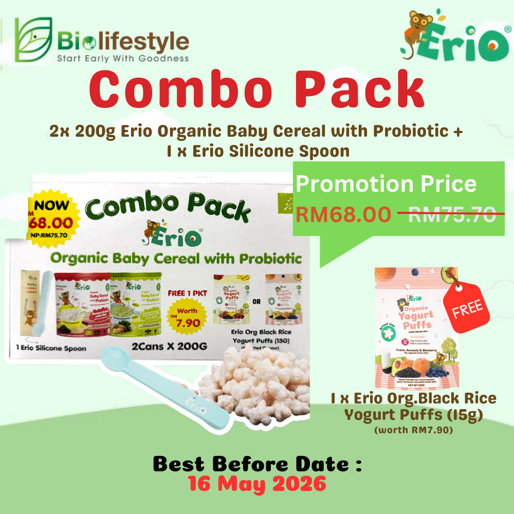 Combo Pack Erio Organic Baby Cereal With Probiotic (2X200g) | Shopee ...
