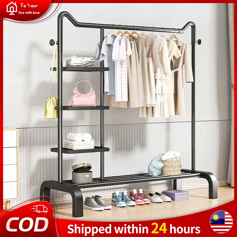 Single Pole Strong Steel Hanging Rak AlmariLaundry Rak Baju Rack Cloth ...