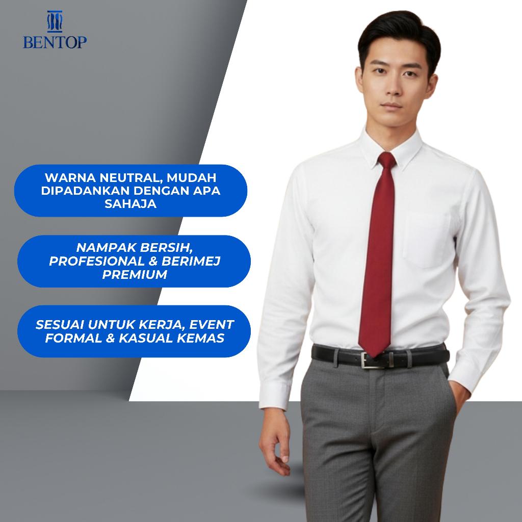 BENTOP Long Sleeve White Shirt Regular/Slim Fit | Shopee Malaysia