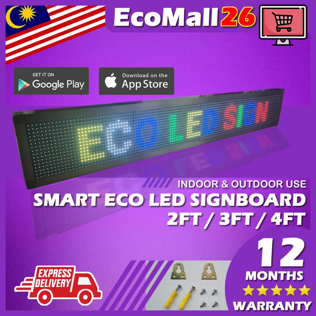 LED Signboard Display 2ft 3ft 4ft WiFi Programmable Scrolling Text LED ...