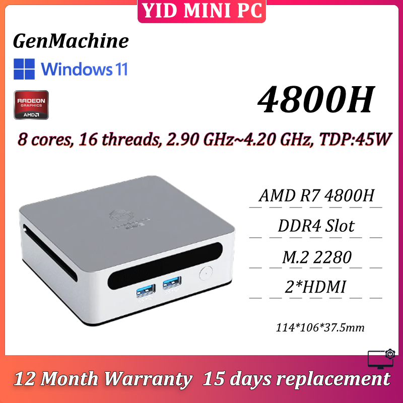 GenMachine AMD Ryzen 7 4800H MINI PC DDR4 3200MHz 16GB 512GB PCIe4.0 ...