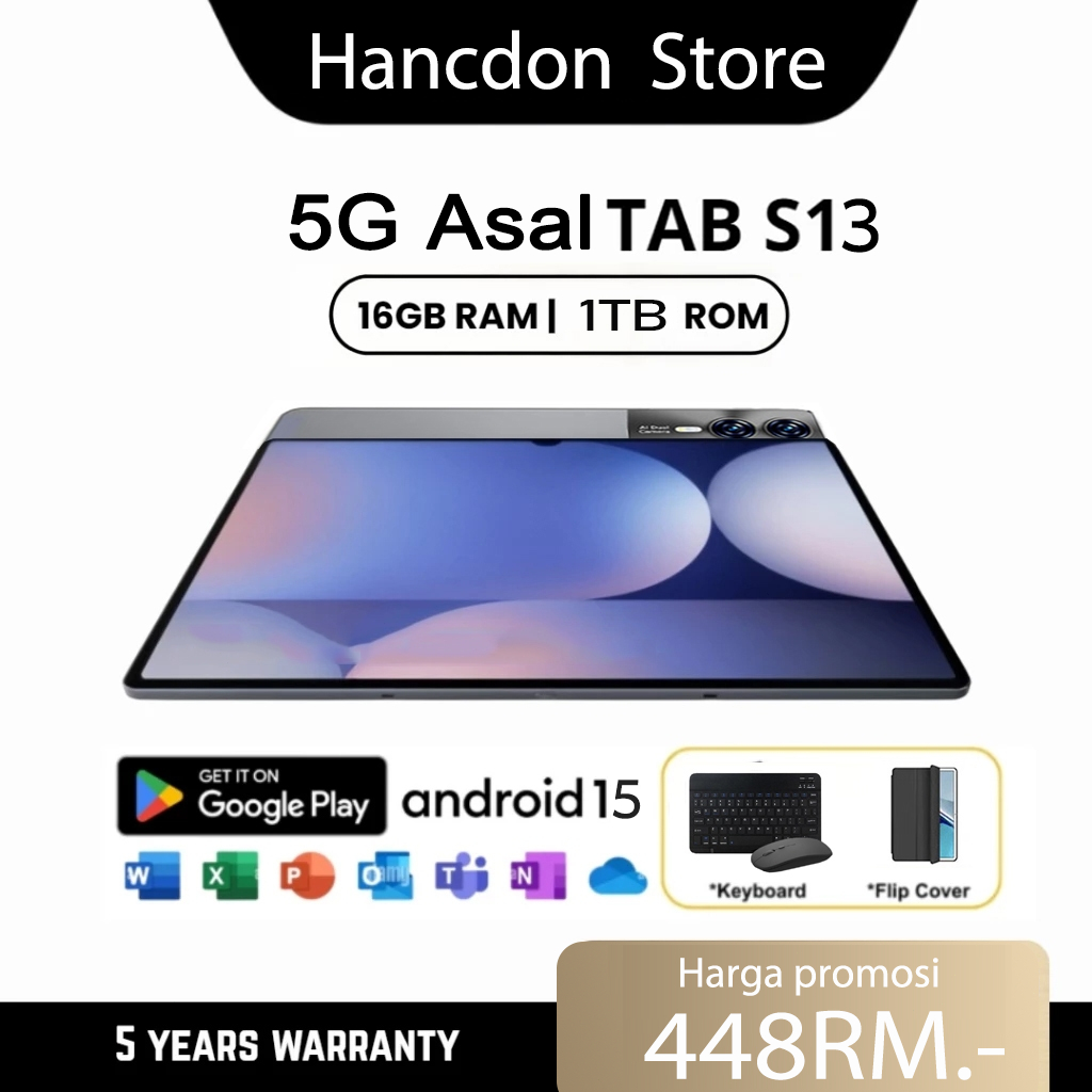 2026 Original Galaxy S13 5G Android15 Tablet PC 12.5Inches [16GB RAM+1TB ROM] 15000mAh Large Battery Dual Card 5G+WIFI