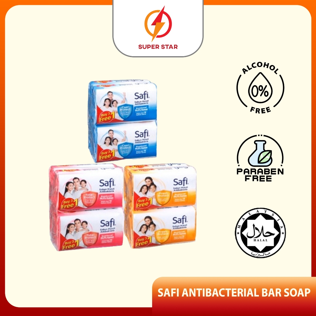 Safi Antibacterial Bar Soap Buy 3 Free 1 (100g x 4) | Shopee Malaysia