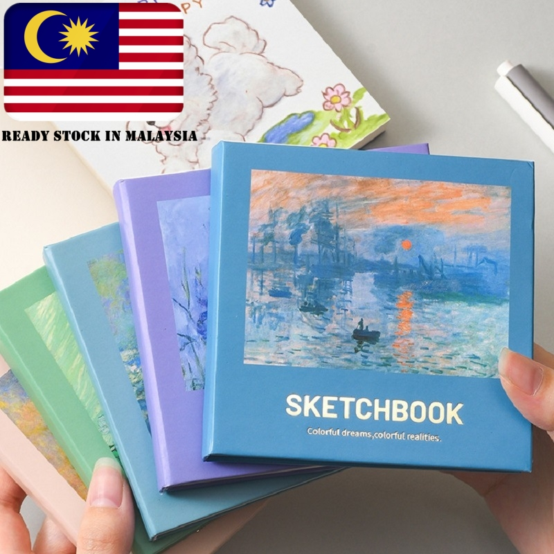 Mini Portable Square Sketchbook Blank Pages Notebook Stamping ...